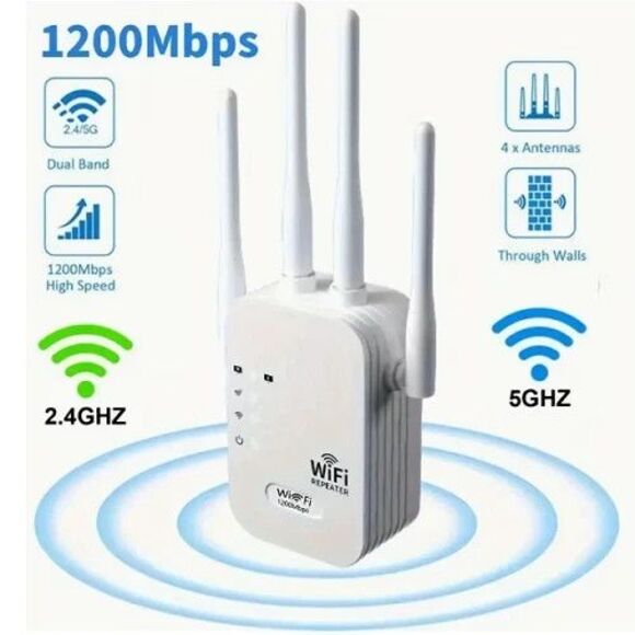 1200Mbps WiFi Range Extender Repeater Wireless Amplifier Router Signal Booster - Picture 4 of 9